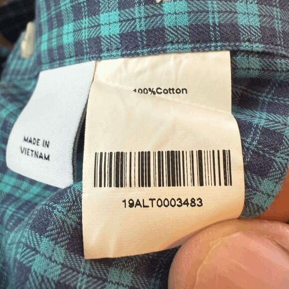 Alton Lane Men's Plaid French Cuffs‎ Button Down Shirt Blue Green Size XL - Picture 4 of 9